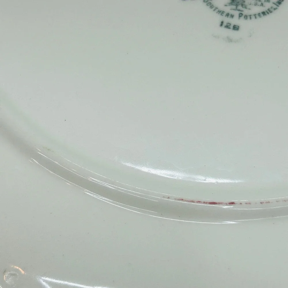 Blue Ridge‎ Southern Potteries Hand Painted Red Floral Luncheon 4 Set Plates USA